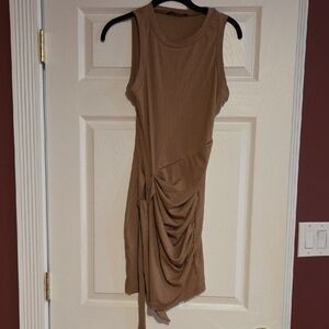 SHEIN Tan Asymmetrical Sleeveless Dress